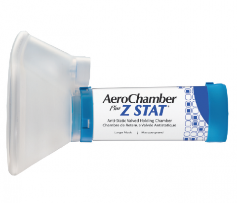 Single Patient Use Valved Holding Chamber with Mask