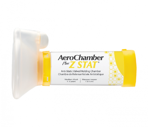 Single Patient Use Valved Holding Chamber with Mask